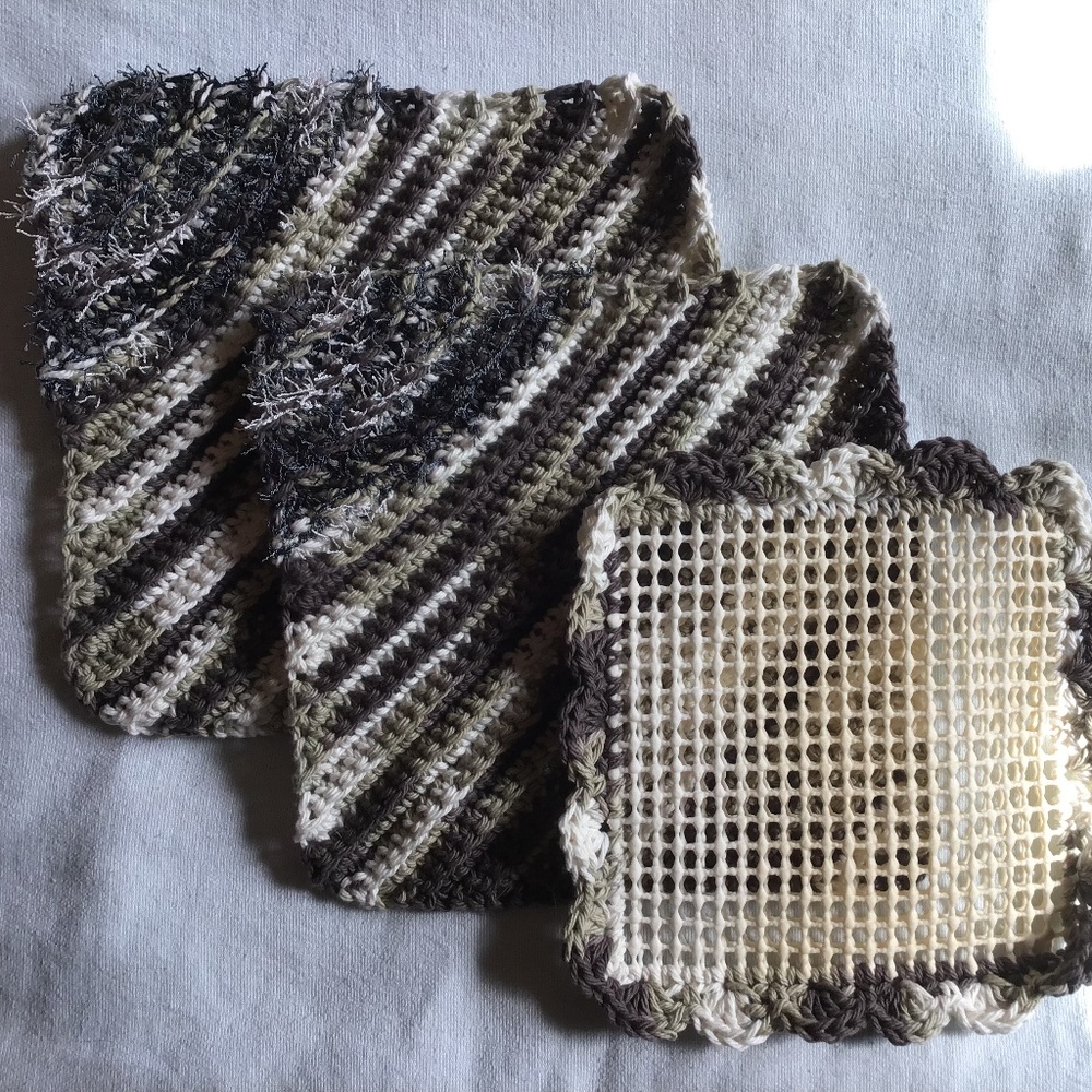 Dish Cloths and Jar Opener Set- Hand Crocheted